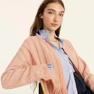 J. Crew Woven Open Front Cardigan Sweater Womens Size Small Pink Cute